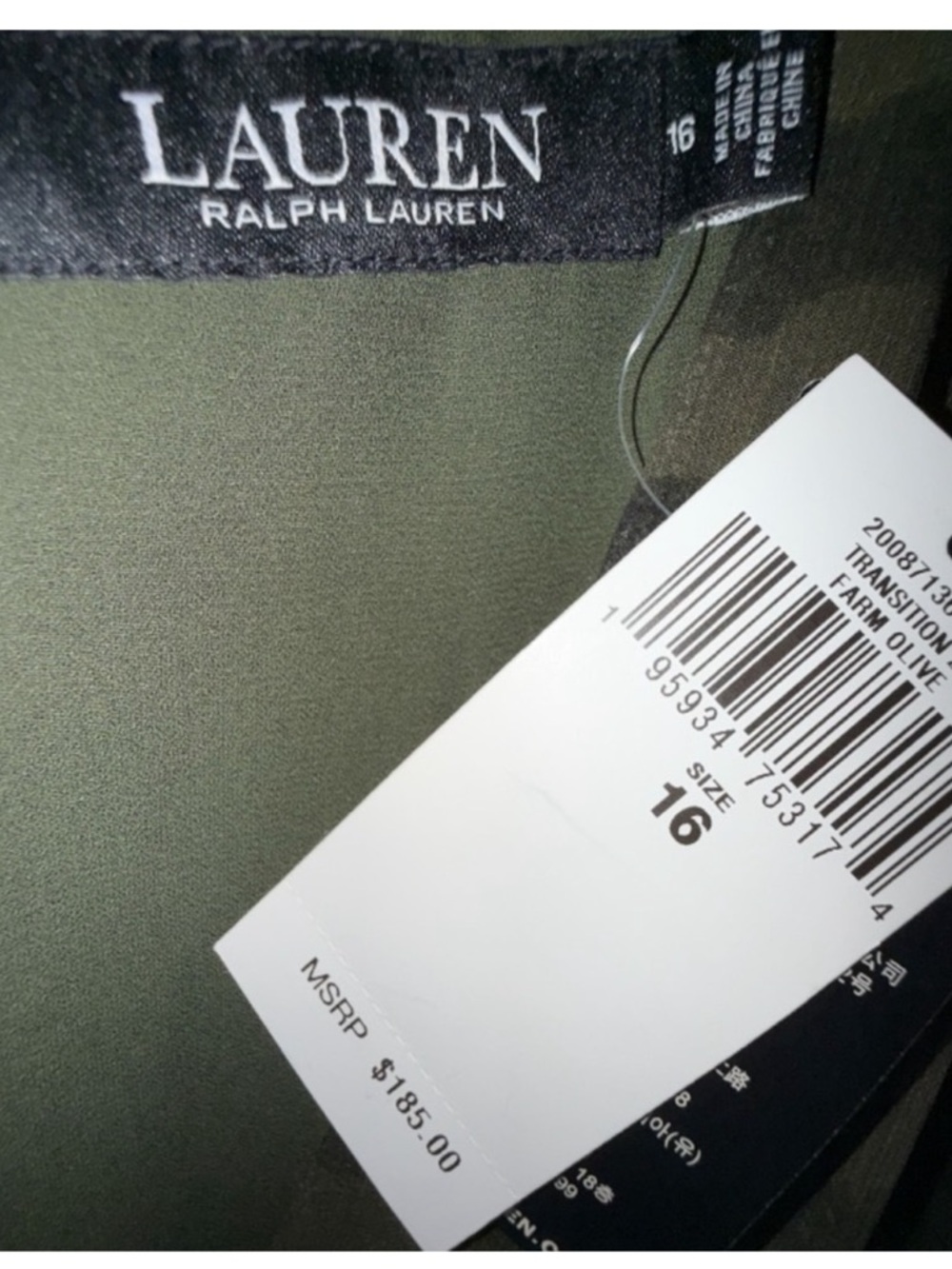 Lauren Ralph Lauren Green Midi Dress NWT Size 16 Fit & Flare - Picture 8 of 12
